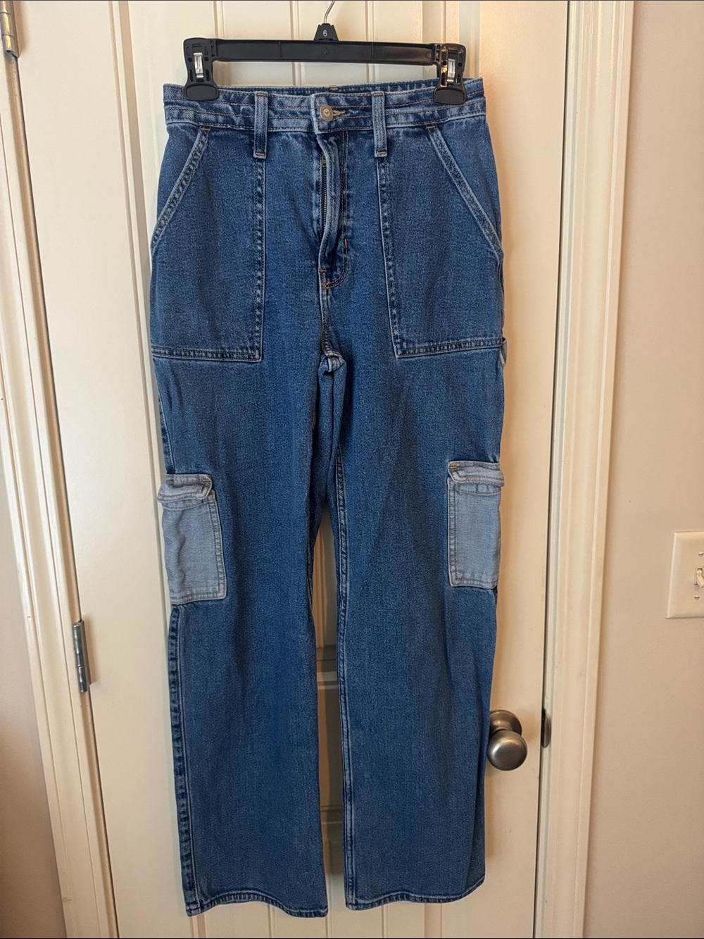 Hollister Two-Tone Relaxed Carpenter Jeans - Dark & Light Blue